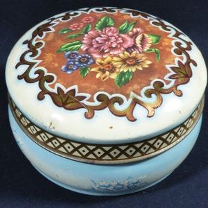 VTG DAHER DECORATED WARE ENGLAND FLORAL COUNTRY ROUND TIN TRINKET BOX